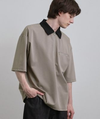 人気商品！】カラースイッチハーフジップポロ／ドロップショルダー