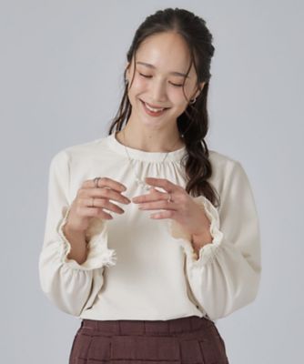 未使用　ラルフローレン アイレットレース フレンチスリーブ フリル袖 S－LL／洗濯機可】お袖レースで華やぐ。フェミニンブラウス