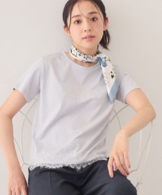 接触冷感／UVケア】裾レースロゴTシャツ《洗濯機OK／S－3L