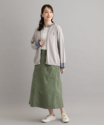日本製／ワンマイルウエア】コットン ソルジャー刺繍カーディガン