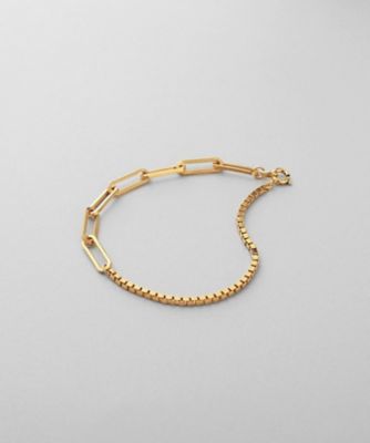 シルバー デザインチェーン フラットケーブル ベネチアンブレスレット