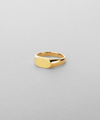 シルバー ゴールド アクセント リング シルバー オーバルシグネットピンキーリングGP