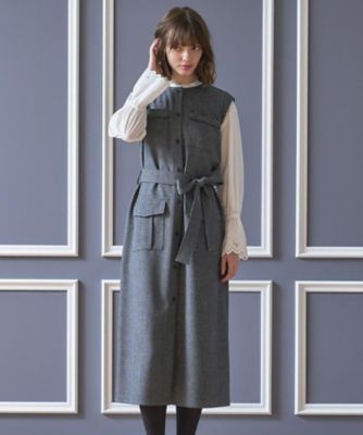 ドレステリア（DRESSTERIOR）ジャカードワンピース 極美品　38 ウォッシャブル】ツイードライクワンピース（2002656325