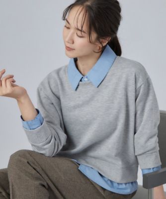 SHOO LA RUE (Women)/シューラルー 【Ｓ－ＬＬ／洗濯機可】一枚でレイヤード感が完成する　シャツドッキング裏毛トップス（２００２６５６４９８）