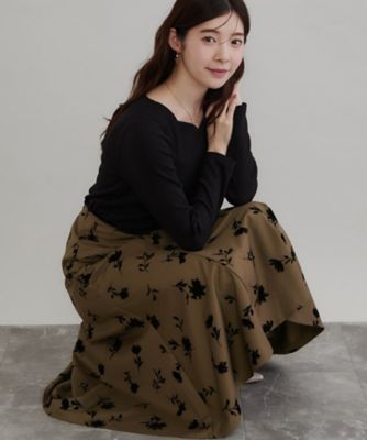 大人の甘さ香る】フロッキーフラワー マーメイドスカート