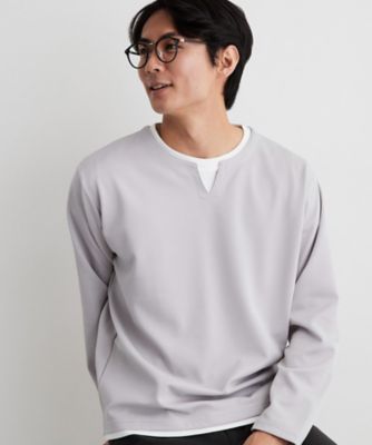 洗濯機OK】カノコキーネック レイヤード長袖Tシャツ