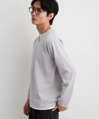 洗濯機OK】カノコキーネック レイヤード長袖Tシャツ