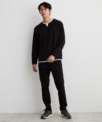 洗濯機OK】カノコキーネック レイヤード長袖Tシャツ