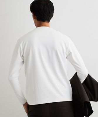 ジャケットインにおすすめ】ビジネス長袖Tシャツ 洗濯機OK／襟高