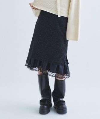 nep tweed lace hem skirt（2002658097