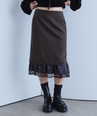 nep tweed lace hem skirt（2002658097