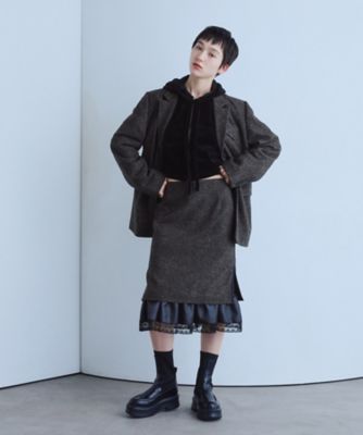nep tweed lace hem skirt（2002658097