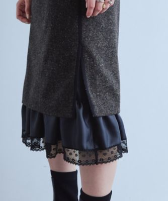 nep tweed lace hem skirt（2002658097