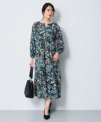 ひろみ フェンネル 花柄 フラワープリーツワンピース ひろみ