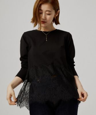 レイヤードにも◎】裾レースドッキングカットソー