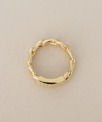 K18ダイヤモンド パヴェチェーンモチーフ リング