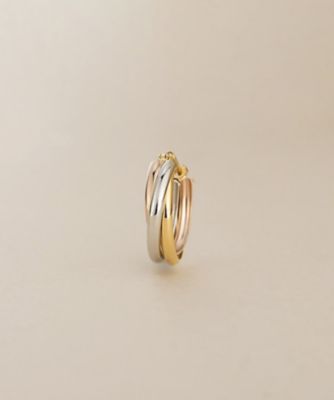 K18×プラチナ トリニティー フープピアス（YG×PG