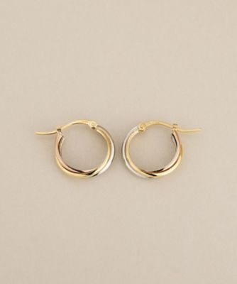 K18×プラチナ トリニティー フープピアス（YG×PG