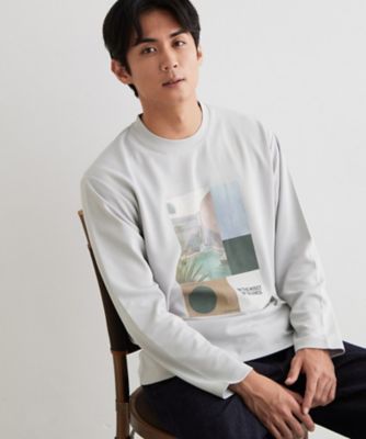 determ; バックオープン長袖トップス 完売 洗濯機OK】ポンチ長袖フォト長袖Tシャツ（2002661013