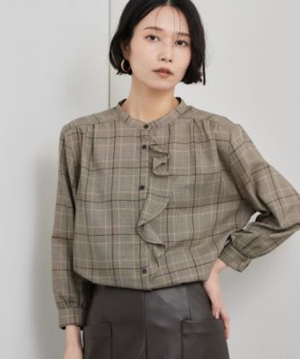 OHGA オーガ キャンディドットフリルブラウス　タグ付き　未使用　オオガ 森絵梨佳さん着用】チェック柄フリルブラウス《洗濯機OK