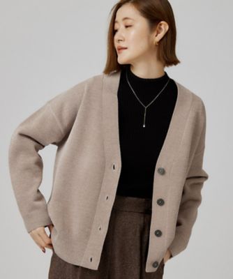 maison de Dolce. ベロアカーディガン【gray】 ベロアのような艶感を纏う】上品Vネックカーディガン