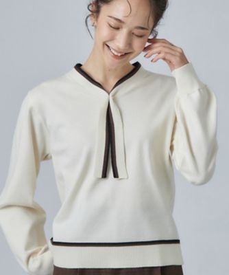 もちもち配色ボウタイニットTOPS（2002663957） | SHOO
