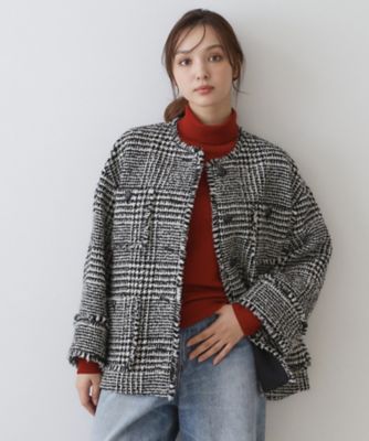 CHANEL 16FW チェックツイードショートコート グレンチェックツイードショートコート（2002664254