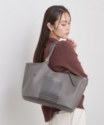 A4サイズ対応／持ち手長さ調整可能】クロコデザインシュリンクトート