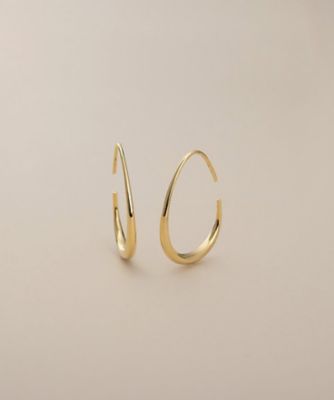 ♡K10 YG スクエアモチーフ ロングピアス♡ K10中空ペアシェイプ フックピアス（2002666956