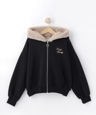 130－150cm】フェイクファー付きZIPパーカー