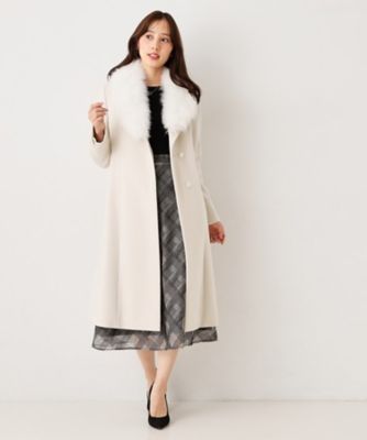 ボッシュ✨新品未使用 フォックスファー付チェスターコート カシミヤ混 サイズ38 日本製／フォックスファー／カシミヤ混】ファー付ウール混コート