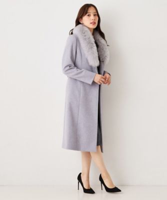 ボッシュ✨新品未使用 フォックスファー付チェスターコート カシミヤ混 サイズ38 日本製／フォックスファー／カシミヤ混】ファー付ウール混コート
