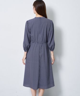 SS－4Lサイズ／通勤】変形ドット柄プリントワンピース