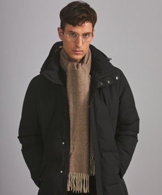 カシミヤ100％】 幅広 マフラー＿ヘリンボーン柄（40×180