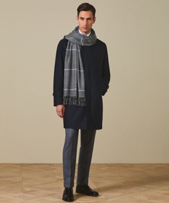 カシミヤ100％】 幅広 マフラー＿グレンチェック柄（40×180