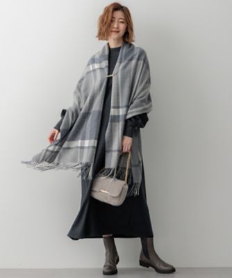 【杏さん着用／ＣＬＡＳＳＹ．２月号掲載】カシミヤ　チェック　ストール（ＡＡ３ＤＣＷ０４０１）