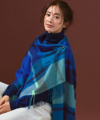 美品の使用感無し✩カシミア＆ウール✩ブルーフォックス✩黒✩ファーショール カシミヤ チェック ストール（AA3DGW0401） | 23区