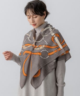 23区 (Women)/ニジュウサンク【WEB & 一部店舗限定】ウールカシミヤ デザイン ストール(AA3DGW6503) 535_コゲチャ スカーフ・ショール【三越伊勢丹/公式】