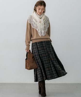 新品タグ付きAXEL Chez moi シェモア リネンレースパシュミナストール LEE掲載】ウールカシミヤ レース ストール（AA3DLW0403