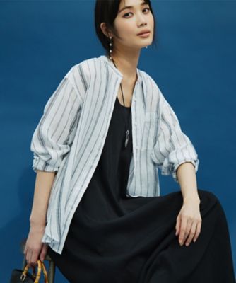 【洗える】ＬＩＢＥＣＯ　バンドカラー　シャツ（ＢＬ２３ＣＭ０５１０）