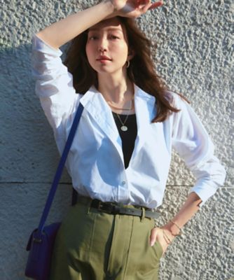 ＜23区 (Women)＞【洗える】ＣＡＮＣＬＩＮＩ　バンドカラー　シャツ（ＢＬ２３ＳＭ０３０９）