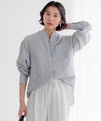 【洗える】ＬＩＢＥＣＯ　バンドカラー　シャツ（ＢＬ２７ＣＭ０５１０）
