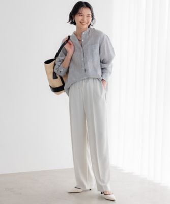 【洗える】ＬＩＢＥＣＯ　バンドカラー　シャツ（ＢＬ２７ＣＭ０５１０）