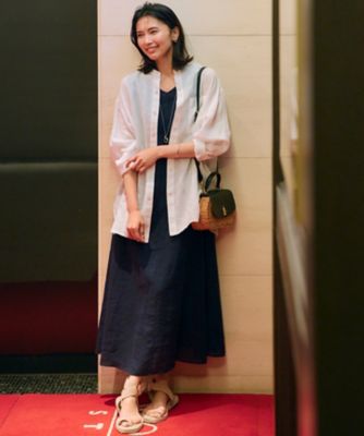 【ＷＥＢ限定カラーあり／洗える】ＬＩＢＥＣＯ　バンドカラー　ビッグシルエット　シャツ（ＢＬ２７ＳＭ０５０７）