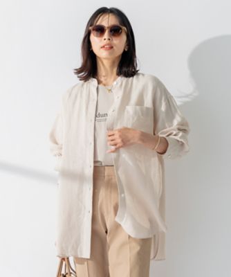 【ＷＥＢ限定カラーあり／洗える】ＬＩＢＥＣＯ　バンドカラー　ビッグシルエット　シャツ（ＢＬ２７ＳＭ０５０７）