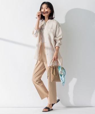 【ＷＥＢ限定カラーあり／洗える】ＬＩＢＥＣＯ　バンドカラー　ビッグシルエット　シャツ（ＢＬ２７ＳＭ０５０７）