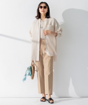 【ＷＥＢ限定カラーあり／洗える】ＬＩＢＥＣＯ　バンドカラー　ビッグシルエット　シャツ（ＢＬ２７ＳＭ０５０７）