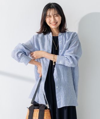 極美品✨23区　LIBECO　リネンシャツ　オーバーサイズ　ストライプ　ゆったり 未使用級✨22年】23区 LIBECO リネンシャツ オーバーサイズ
