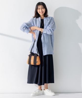 【ＷＥＢ限定カラーあり／洗える】ＬＩＢＥＣＯ　バンドカラー　ビッグシルエット　シャツ（ＢＬ２７ＳＭ０５０７）