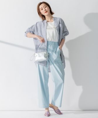 【ＷＥＢ限定カラーあり／洗える】ＬＩＢＥＣＯ　バンドカラー　ビッグシルエット　シャツ（ＢＬ２７ＳＭ０５０７）